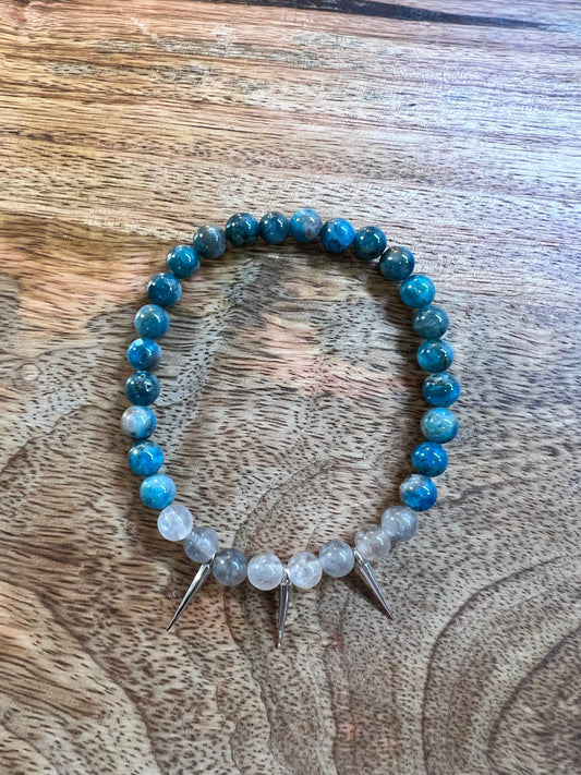 Blue Apatite and Cloudy Quartz & S Spikes