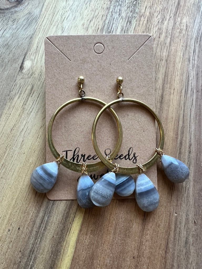 Agate Hoop Earrings
