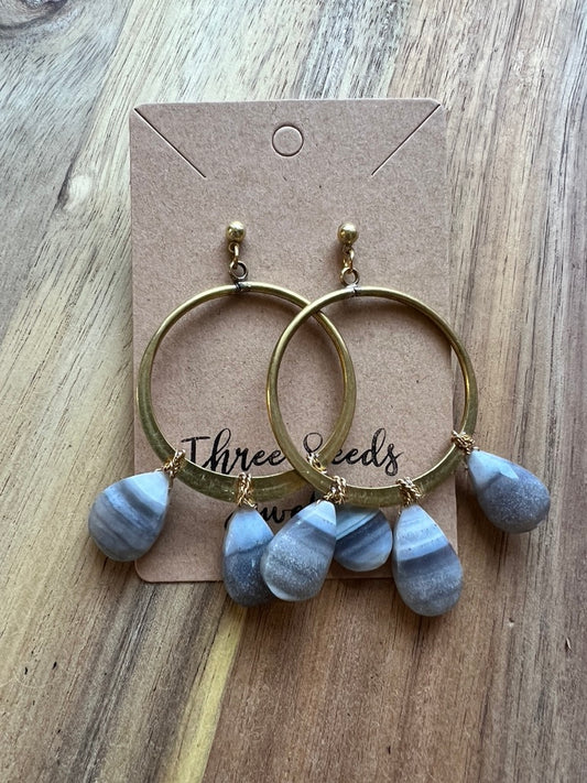 Agate Hoop Earrings