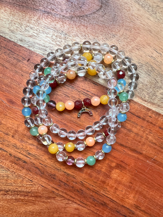 Clear Quartz Rainbow Convertible Mala