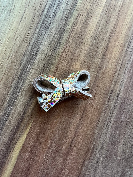 Metallic Gold Sparkle Bow Hair Clip
