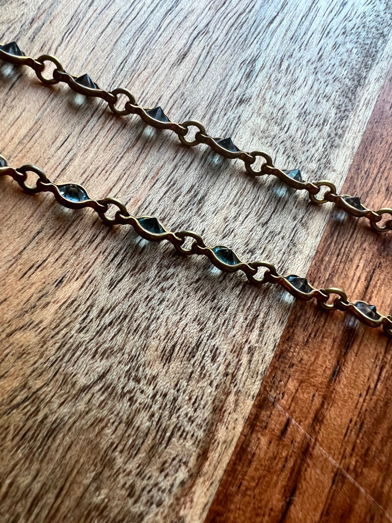 7.25" Brass Aquamarine Bracelet